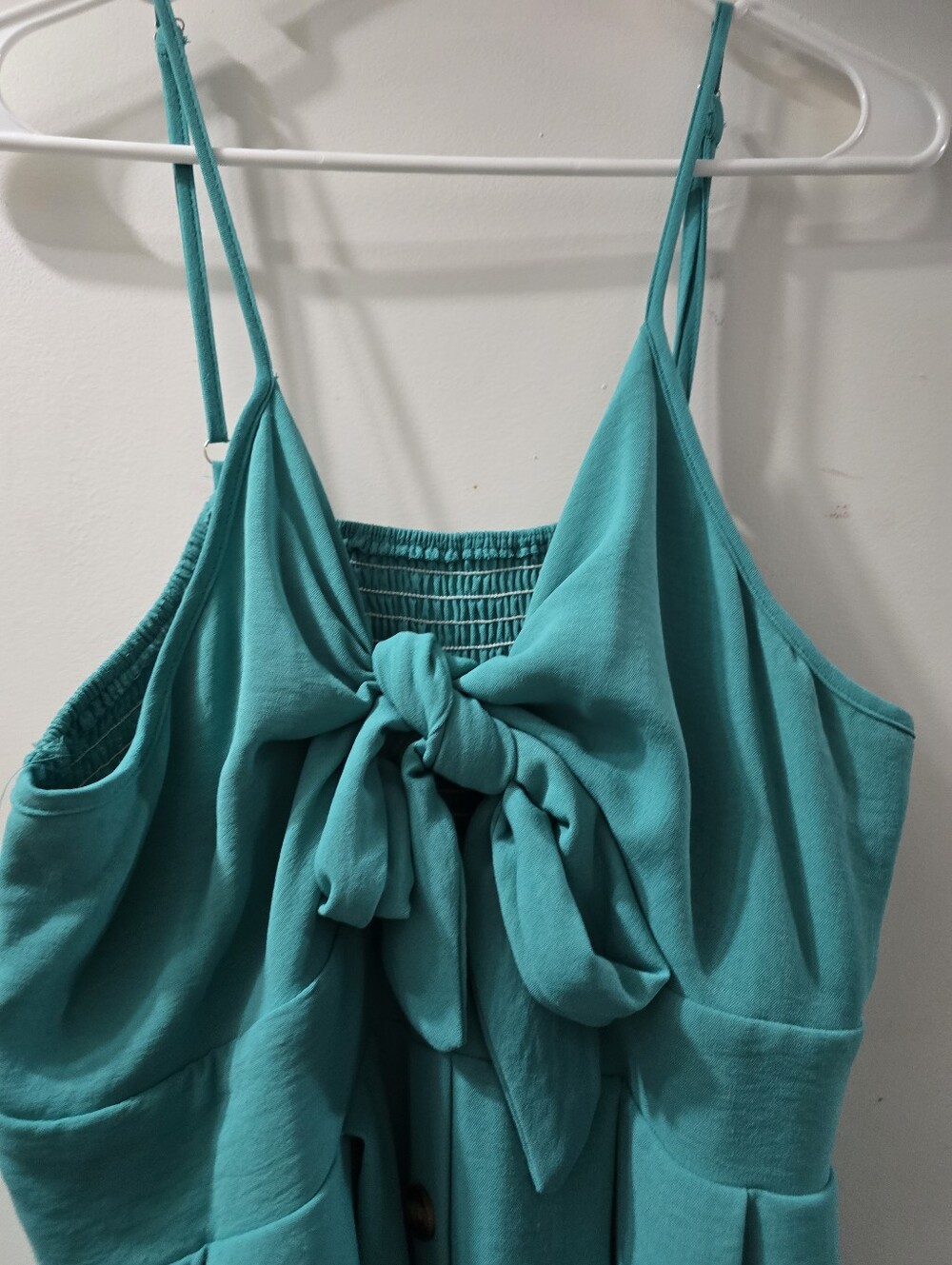 Teal Tie-Front Spaghetti Strap Top
